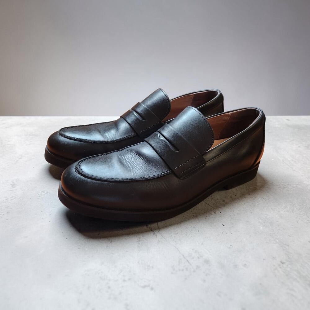 Samuel Hubbard Men's "Tailored Traveler" Penny Loafer Black Leather, Sz 12